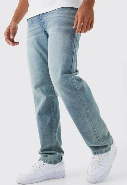Mens Antique Blue Relaxed Rigid Jean
