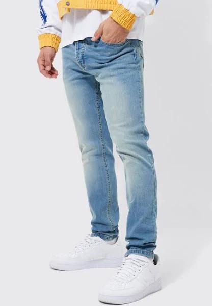 Mens Antique Blue Skinny Stretch Jeans