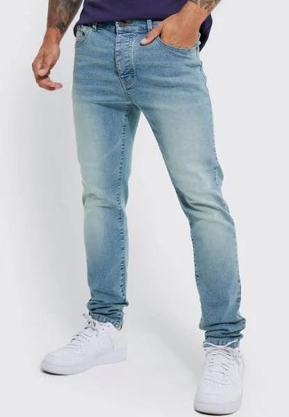 Mens Antique Blue Skinny Stretch Jeans