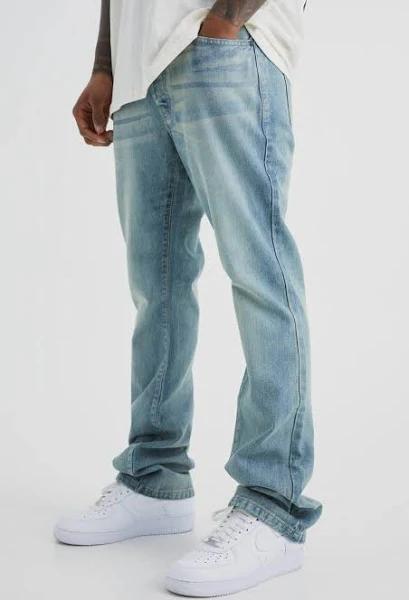 Mens Antique Blue Slim Rigid Flare Jean