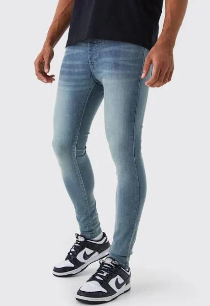Mens Antique Blue Super Skinny Stretch Jean