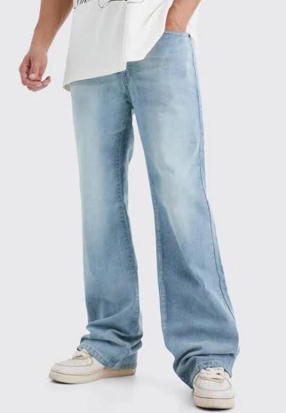 Mens Antique Blue Tall Relaxed Rigid Flare Jean