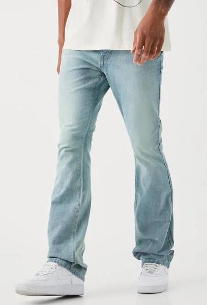 Mens Antique Blue Tall Slim Rigid Flare Jean