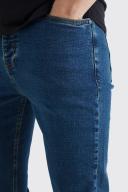 Mens Antique Blue Tall Super Skinny Stretch Ripped Knee Jeans