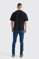 Mens Antique Blue Tall Super Skinny Stretch Ripped Knee Jeans