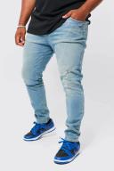 Mens Antique Wash Plus Skinny Stretch Knee Rip Jeans