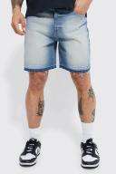 Mens Antique Wash Relaxed Fit Let Down Hem Denim Shorts