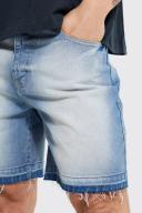 Mens Antique Wash Relaxed Fit Let Down Hem Denim Shorts