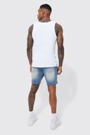 Mens Antique Wash Skinny Stretch Distressed Denim Shorts