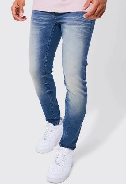 Mens Antique Wash Skinny Stretch Extreme Washed Jeans