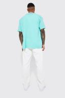 Mens Aqua Textured Short Sleeve Knitted Shirt