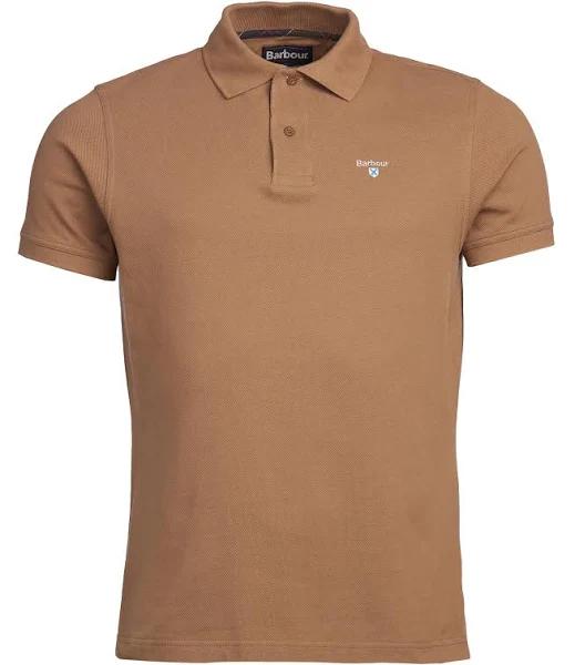 Mens Barbour Tartan Pique Polo - Natural