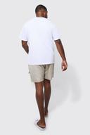 Mens Beige Plus Mid Length Cargo Bungee Swim Shorts