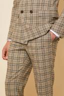 Mens Beige Skinny Check Suit Trousers
