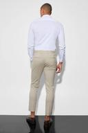 Mens Beige Skinny Crop Micro Check Suit Trousers