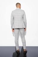 Mens Beige Skinny Fit Check Suit Trousers