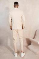 Mens Beige Slim Single Breasted Pique Suit Jacket