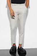 Mens Beige Tapered Leg Suit Trousers