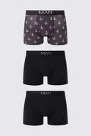 Mens Black 3 Pack Anchor Print Boxers