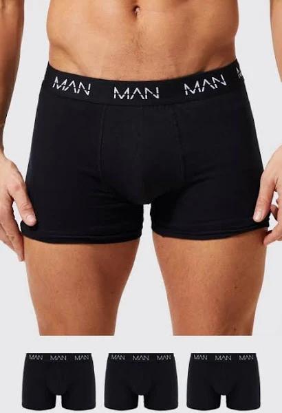 Mens Black 3 Pack Man Trunks
