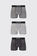 Mens Black 3 Pack Patterned Print Boxers