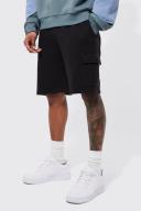 Mens Black Basic Loose Mid Length Jersey Cargo Short