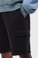 Mens Black Basic Loose Mid Length Jersey Cargo Short
