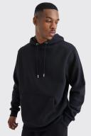 Mens Black Basic Over The Head Hoodie