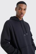 Mens Black Basic Over The Head Hoodie