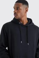 Mens Black Basic Over The Head Hoodie
