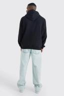 Mens Black Basic Over The Head Hoodie