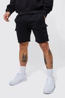 Mens Black Basic Slim Fit Mid Length Jersey Cargo Short