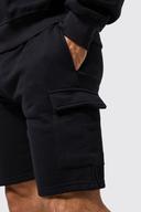 Mens Black Basic Slim Fit Mid Length Jersey Cargo Short