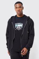 Mens Black Basic Zip Through Hoodie