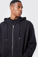 Mens Black Basic Zip Through Hoodie