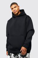 Mens Black Bonded Scuba Oversized Hoodie