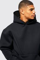 Mens Black Bonded Scuba Oversized Hoodie