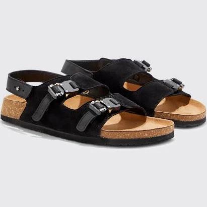 Mens Black Buckle Detail Sandal