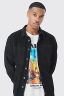 Mens Black Cord Cargo Overshirt