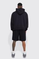 Mens Black Elastic Waist Relaxed Graffiti Cargo Short
