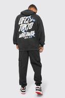 Mens Black Elastic Waist Slim Fit Buckle Cargo Jogger