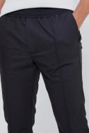 Mens Black Elasticated Skinny Pintuck 4 Way Stretch Trousers