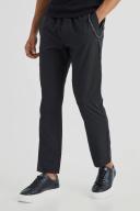 Mens Black Elasticated Slim Crop 4 Way Stretch Chain Trousers