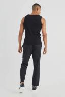 Mens Black Elasticated Slim Crop 4 Way Stretch Chain Trousers