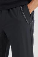 Mens Black Elasticated Slim Crop 4 Way Stretch Chain Trousers