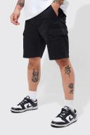 Mens Black Fixed Waist Relaxed Ripstop Cargo Short
