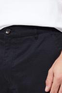 Mens Black Fixed Waist Relaxed Ripstop Cargo Short