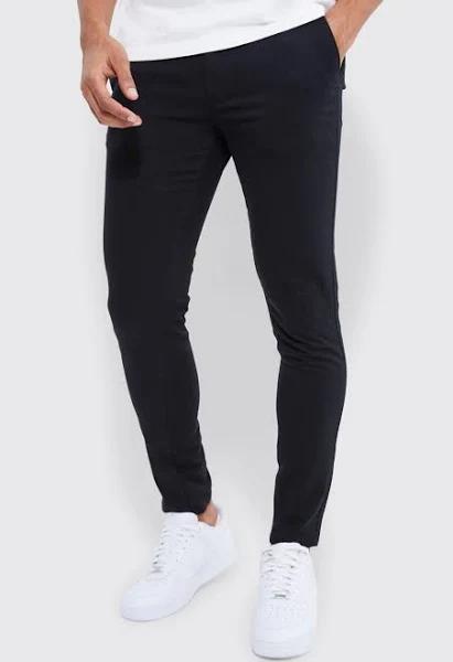 Mens Black Fixed Waist Skinny Chino Trouser