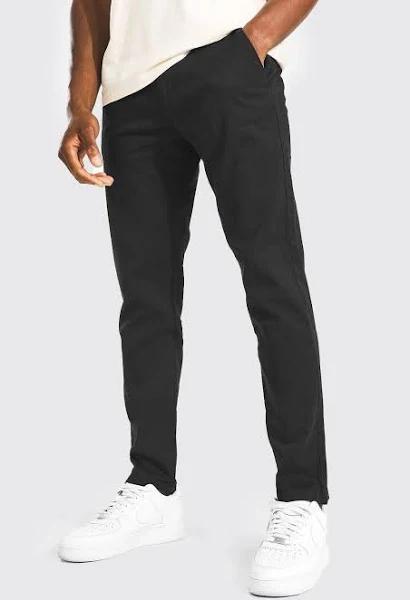 Mens Black Fixed Waist Skinny Fit Chino Trouser
