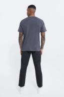Mens Black Fixed Waist Slim Cropped Textured Chino